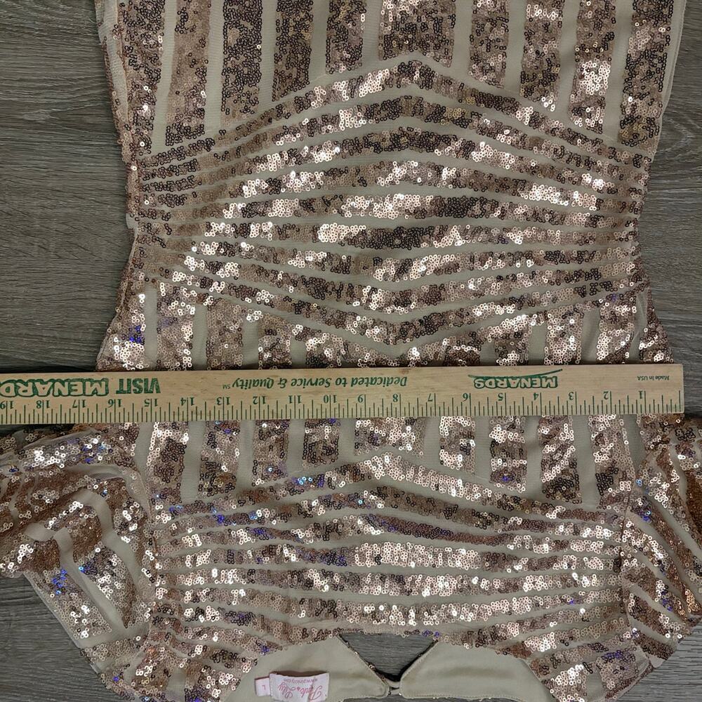Pink Lily Champagne Sequin Open Back Bodycon Dress Size L - Picture 9 of 12